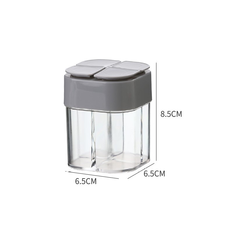 Hũ Nhựa Trong Suốt 4 Ngăn Đựng Gia Vị Có Nắp Đậy Chống Côn Trùng Cho Nhà Bếp