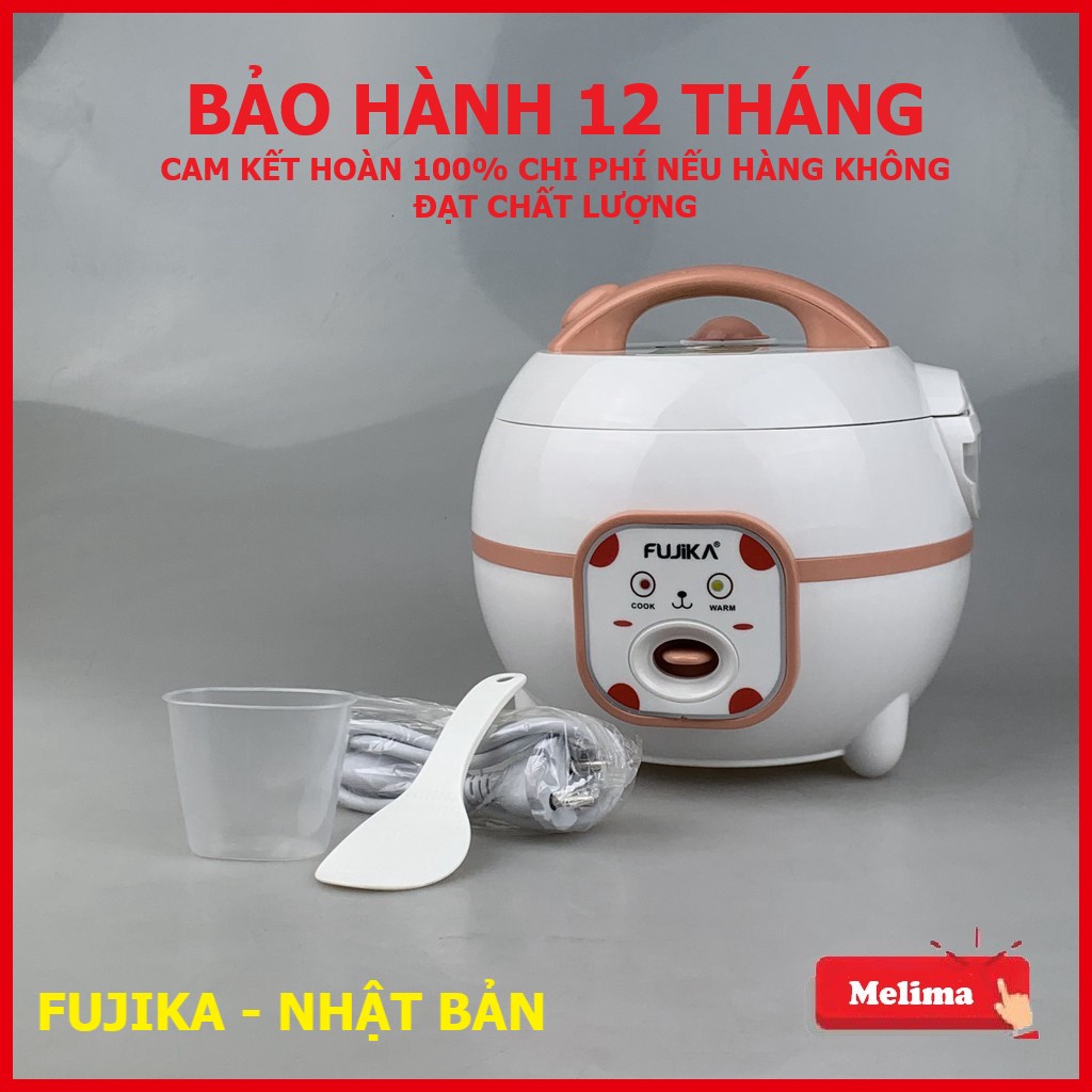 Nồi Cơm Điện, Nồi cơm Mini [Bảo hành 12T] Đa Năng Fujika Nấu Cháo, Hầm, Chưng, Hấp, Luộc. Cho 1 Đến 2 Người, Melima