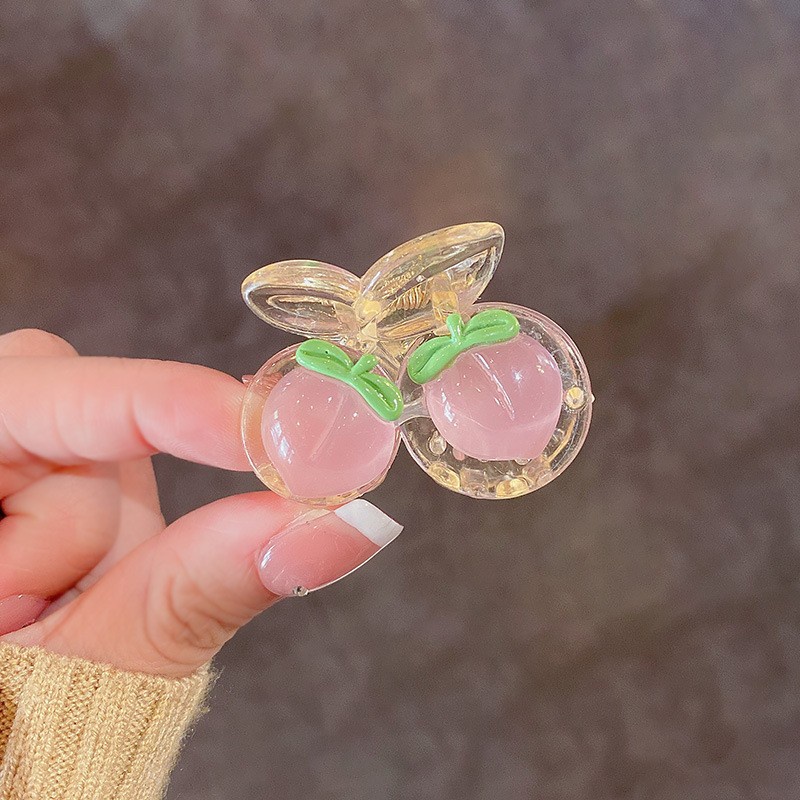 Kẹp Tóc Trong Suốt Màu Hồng Đào Hình Cá Mập Phong Cách Hàn Quốc Ngọt Ngào