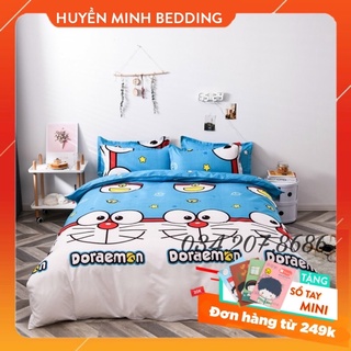 Bộ chăn ga doraemon sao poly cotton - bộ chăn ga và vỏ gối 5 món cao cấp