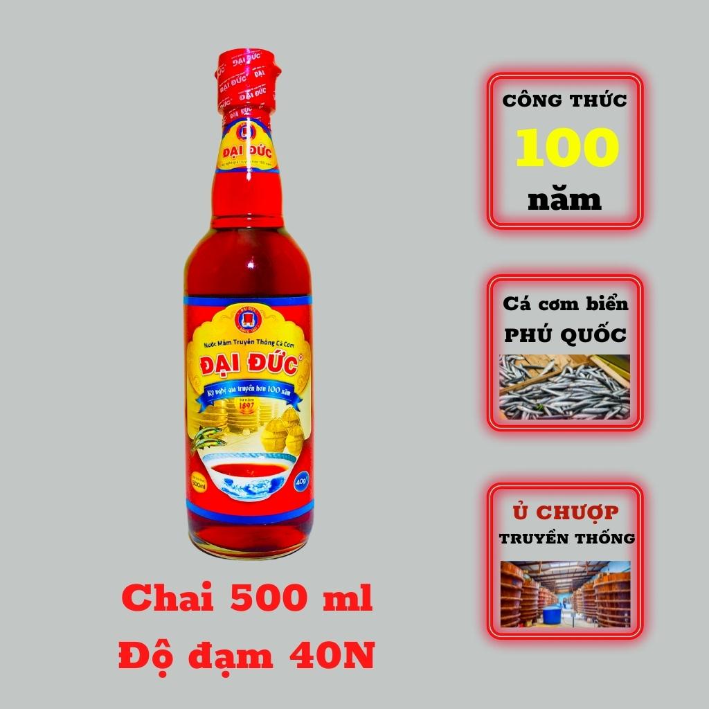 Nước mắm cá cơm Đại Đức độ đạm 40N chai thuỷ tinh 500ml nguyên chất truyền thống sạch