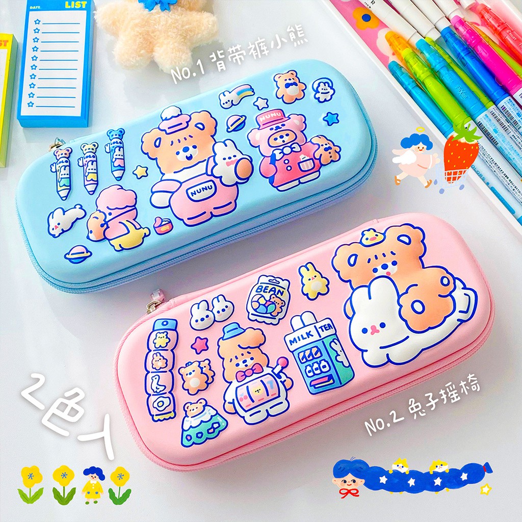 Hộp Đựng Bút Chì Milkjoy Gấu Hoạt Hình In Nổi 3D Dễ Thương Chống Va Đậ