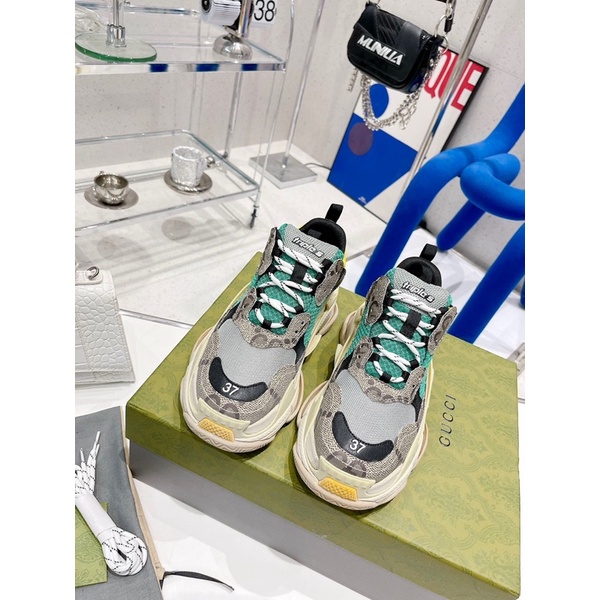 Giày thể thao Gucci x Balenciaga da thật cao cấp phối màu thời trang