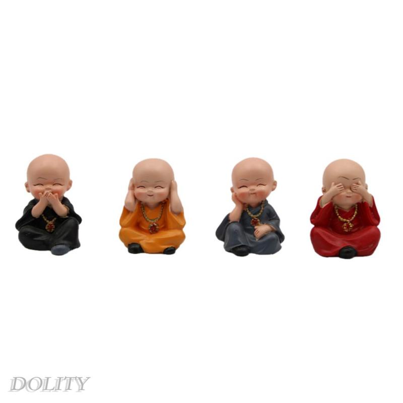 Set 4 tượng chú tiểu mini dễ thương dùng để trang trí vườn
