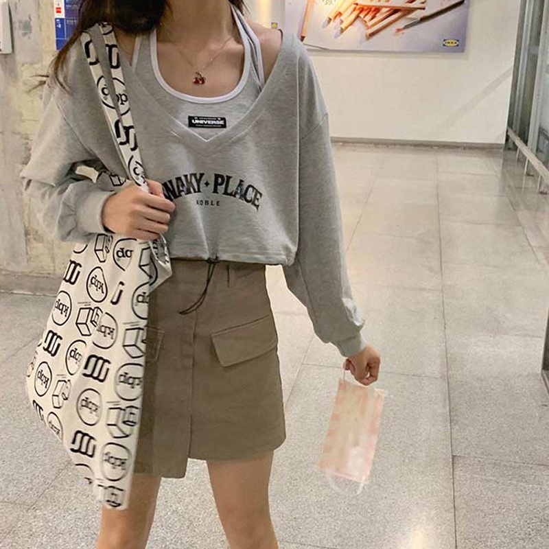 Bộ Áo Sweater Dài Tay In Chữ + Quần Ngắn Thời Trang Cho Nữ | BigBuy360 - bigbuy360.vn