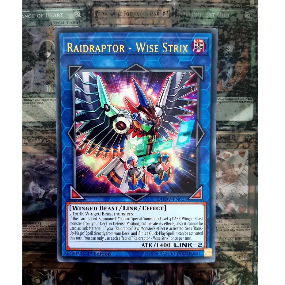 THẺ BÀI YUGIOH LINK - Raidraptor - Wise Strix - DUOV-EN005 - Ultra Rare 1st Edition