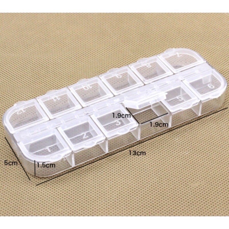 Khay nhựa 12 ô đựng đá nail charm-hộp nhựa