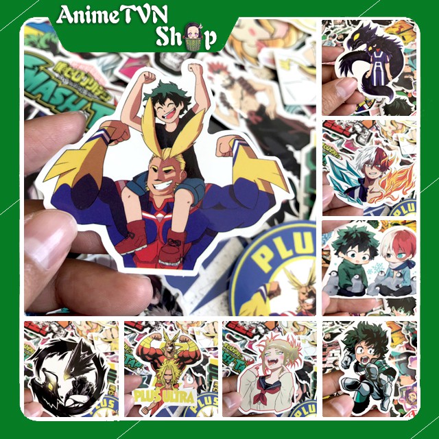 Miếng dán Sticker anime Boku no Hero Academia (My Hero Academia) trọn bộ 50 hình - In rõ ràng sắc nét khó tróc