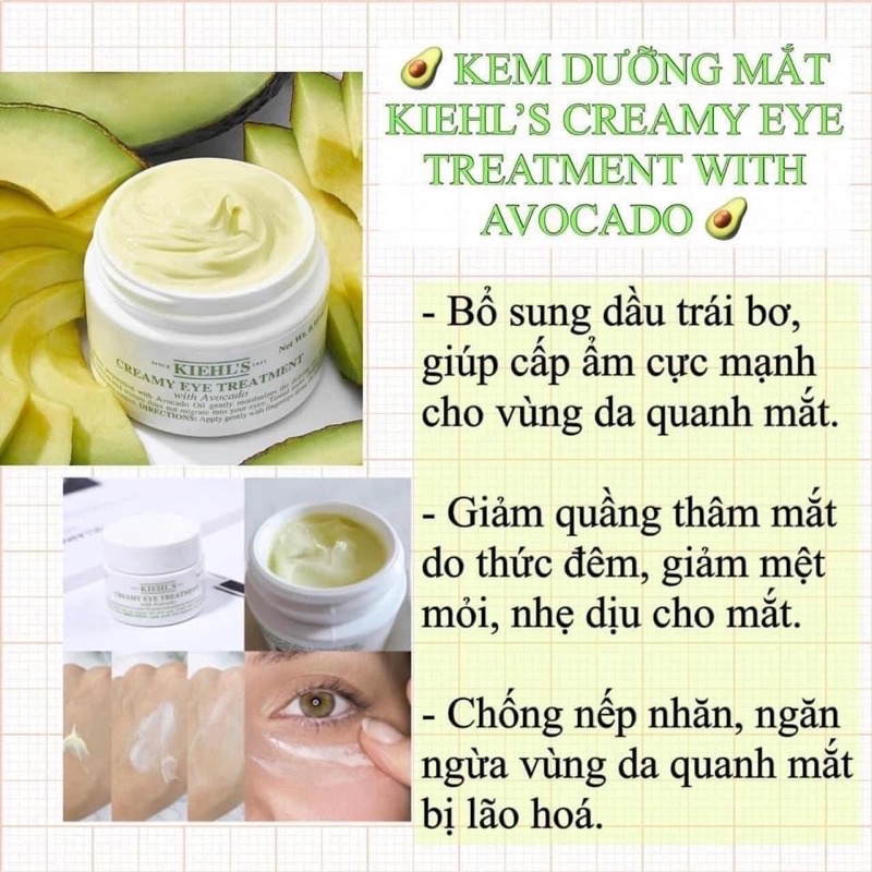 KEM DƯỠNG MẮT BƠ KIEHLS CREAMY EYE TREAMENT WITH AVOCADO