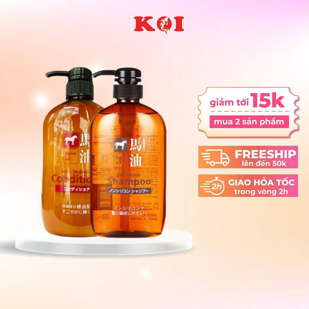 Bộ gội xả chiết xuất dầu ngựa Kumano Cosme Station Horse Oil 600ml