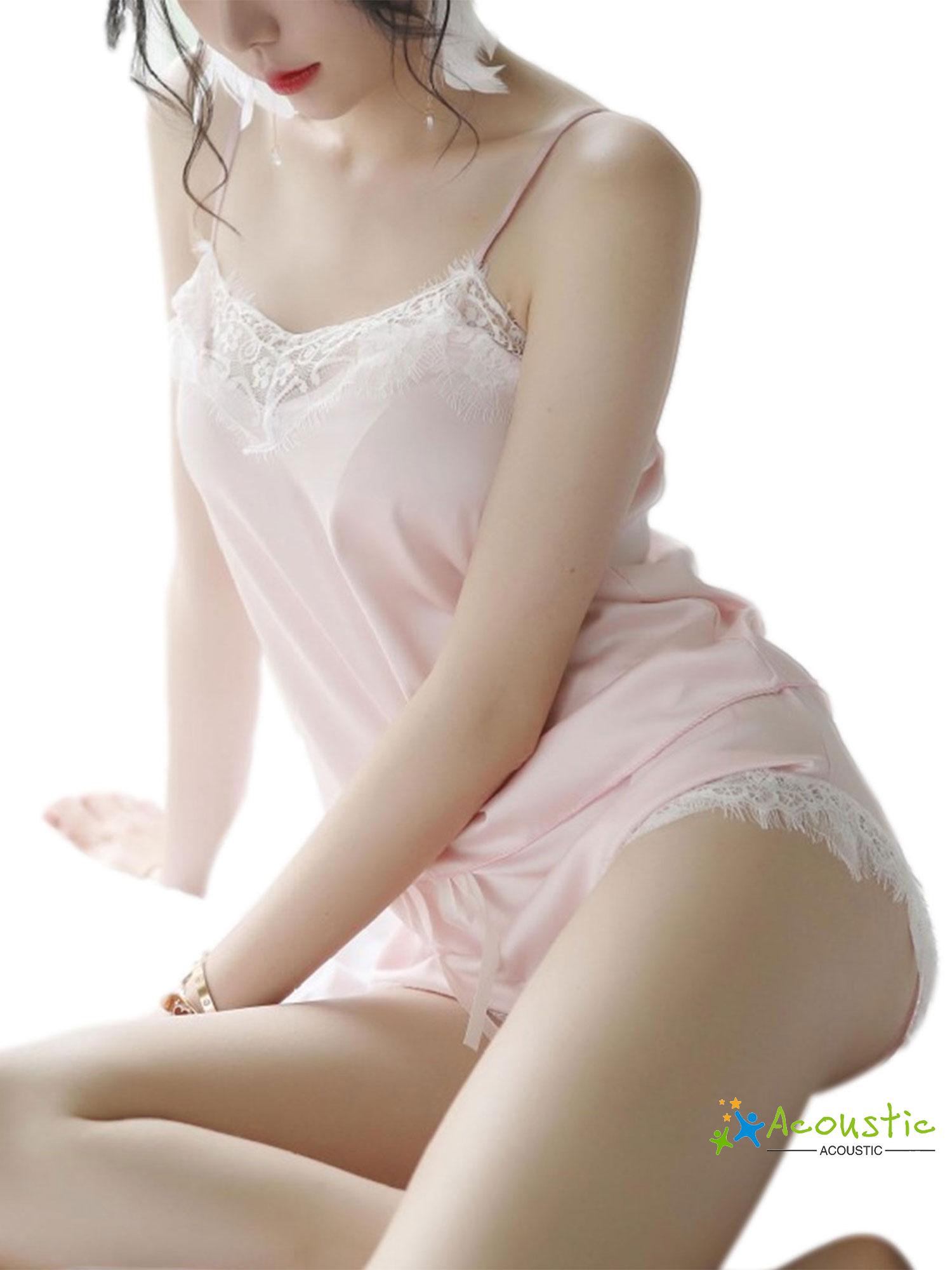 ✿-LZZ-✿-2 Pieces Homewear Set, Female Lace V-Neck Spaghetti Strap Pullover+ Short Pants for Summer, Yellow/Pink, S/M/L/XL | BigBuy360 - bigbuy360.vn