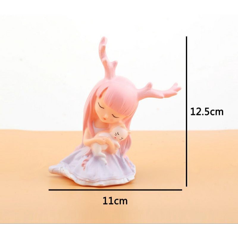 Em bé thiên thần tai thỏ trang trí bánh kem, mô hình đồ chơi cho bé