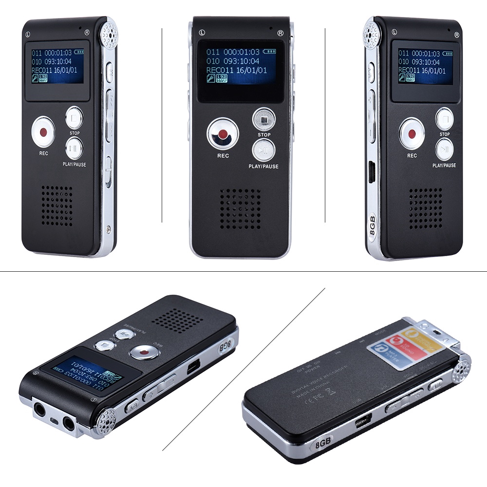 Situ Audio Recorder SK-012 8GB Smart Voice Audio Dictaphone MP3 Music Player Sound Recording Long Record Time about 280 hours Powerful magnet Clip LED Light