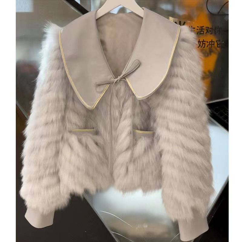 2021 áo khoác trẻ em ghép lông mới mùa thu đông