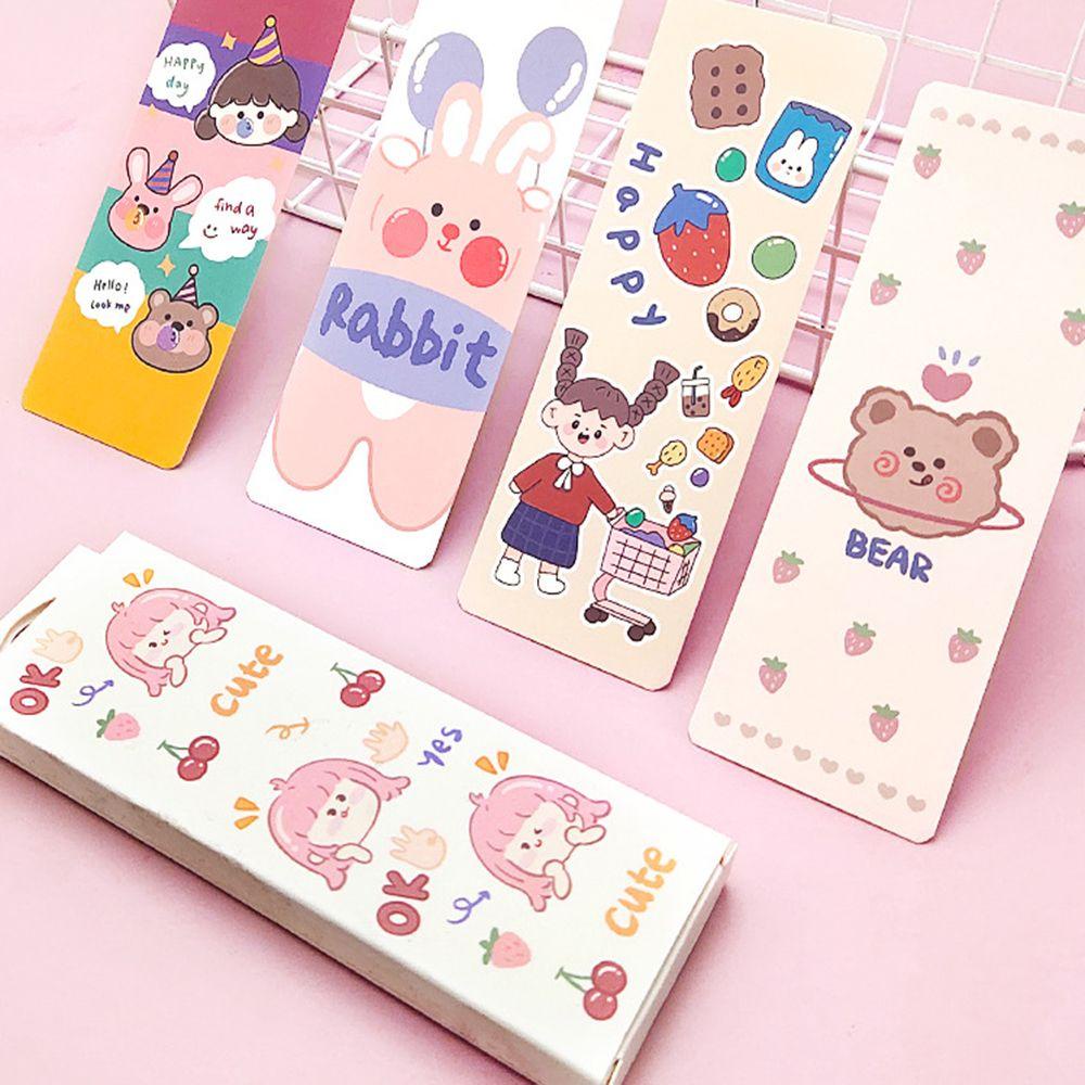 PISTA Set 30 Thẻ Giấy Đánh Dấu Trang Sách Hình Gấu / Thỏ Đáng Yêu