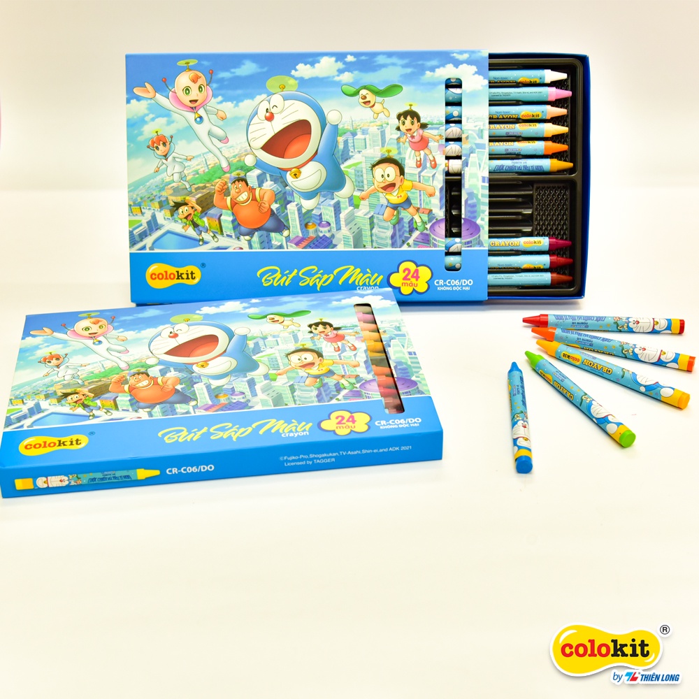 Sáp 24 màu Thiên Long Colokit Doraemon CR-C06/DO - Tiêu chuẩn Mỹ - Phiên bản Nobita's Little Star Wars 2022