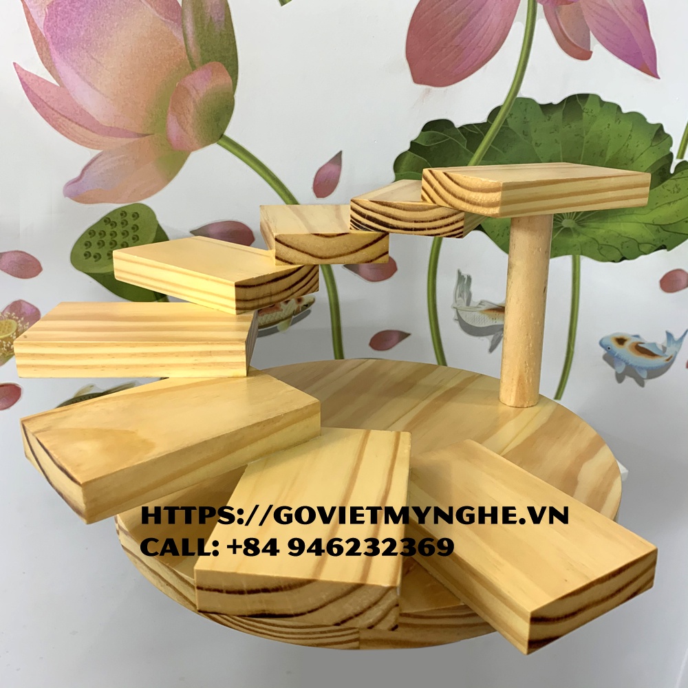 Khay sushi gỗ trang trí món ăn sushi - BBQ Nhật Bản hình bậc thang 8 tầng- Gỗ thông nhập khẩu