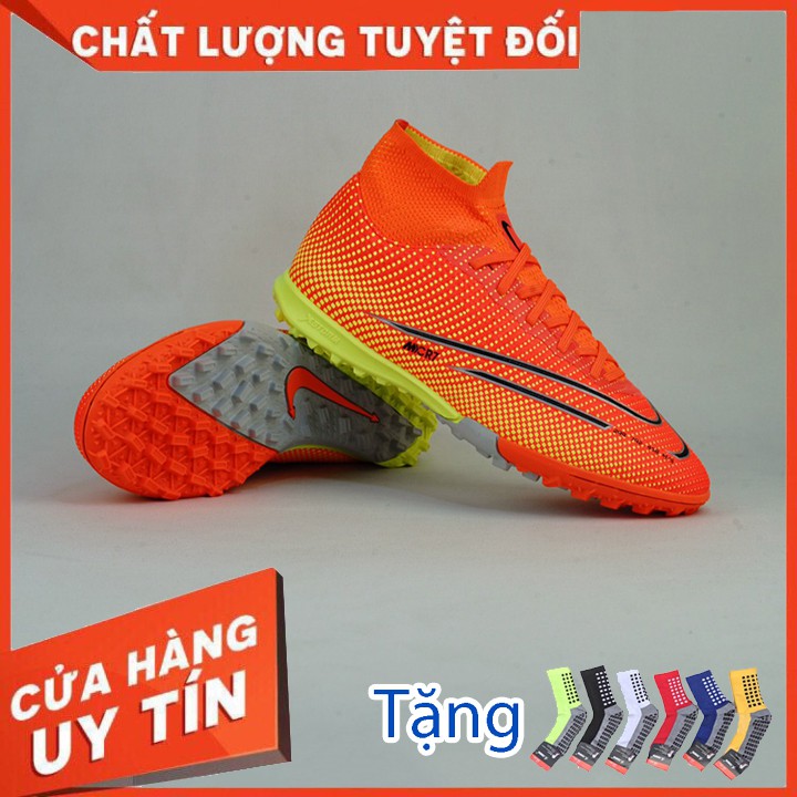 Giày Bóng Đá Mercurial Cổ Cao TF - Đã khâu đế - Tặng kèm tất chống trơn