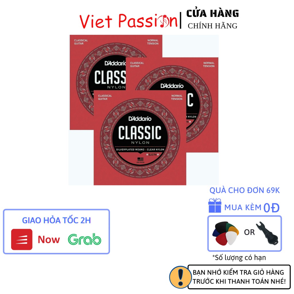 Dây đàn Guitar Classic D'addario EJ27N Normal dây đàn guitar cổ điển nylon chất lượng Viet Passion