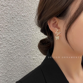 Bông Tai Mạ Bạc Hình Nơ Đính Đá Xinh Xắn Cho Nữ