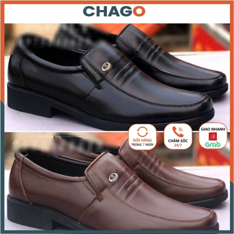 Giày tây nam trung niên cao cấp [ Da thật 100% Kèm Hộp] da bò thật bảo hành - có size 44 CHAGO MS 158