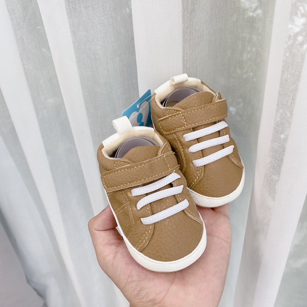 G160 Giày bata da màu nâu, có quai dán dễ mang cho bé mùa Tết của Mama Ơi - Thời trang cho bé
