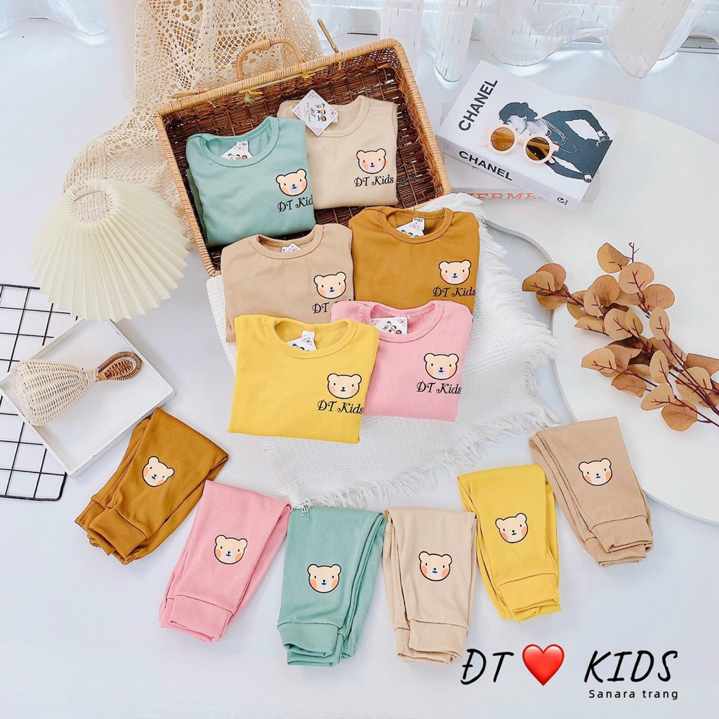 Bộ quần áo dài tay len tăm Minkkymom thu đông cho bé
