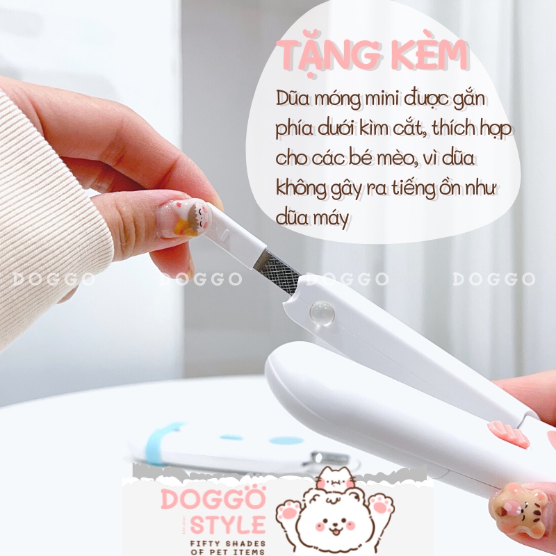 Kìm Cắt Móng Cho Chó Mèo LEDY Tích Hợp Đèn Led Máng Che Tặng Kèm Pin Và Dũa Móng Mini DOGGOSTYLE