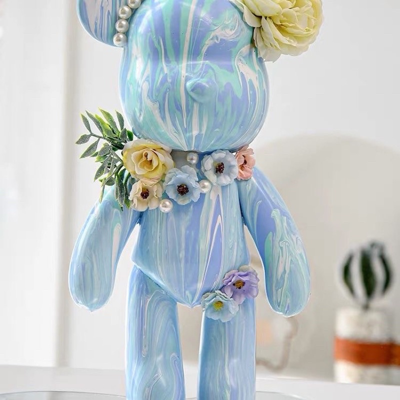 Bearbrick Màu Loang Tự Sơn size 23cm - Gấu BearBrick Handmade đổ màu
