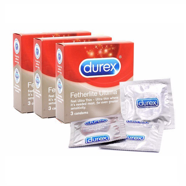 Bao Cao Su Durex Fetherlite - Siêu mỏng, không mùi, truyền nhiệt nhanh, tự co giãn (Hộp 3 Cái)