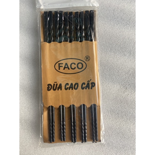 Bộ 10 Đôi Đũa Nhựa Đen Xoắn milamine Chống trơn Hiệu FACO việt Nam Cao Cấp