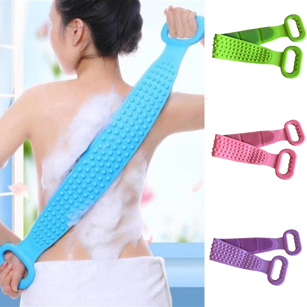 Dây đai chà lưng 2 mặt đa năng bằng silicon kỳ cọ massage tẩy da chết khi tắm