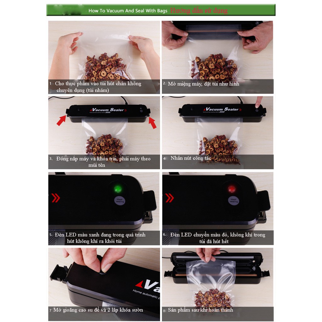 Máy Hút Chân Không Thực Phẩm Vacuum Sealer- Máy Hút Chân Không Vacuum  Fresh Mini Nhỏ Gọn, Tiện Lợi