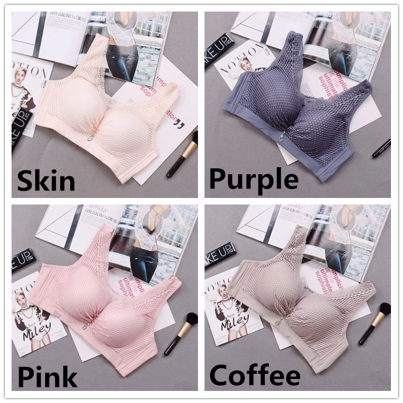 Áo ngực nâng ngực không gọng phối ren mềm mại thoáng khí size lớn thoải mái cho nữ
