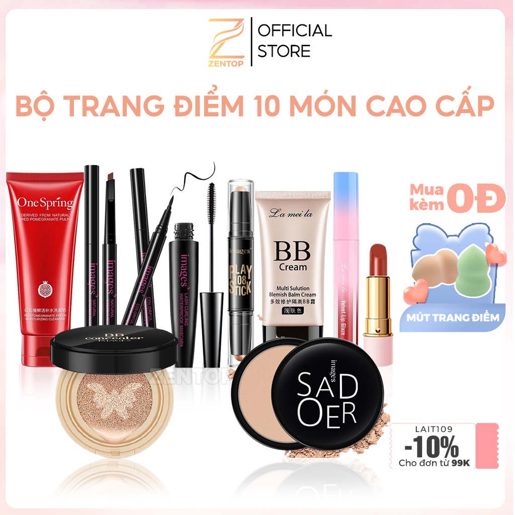 Bộ trang điểm chuyên nghiệp IMAGES 10 món cao cấp cho nàng sành điệu bộ makeup cá nhân ZENTOP