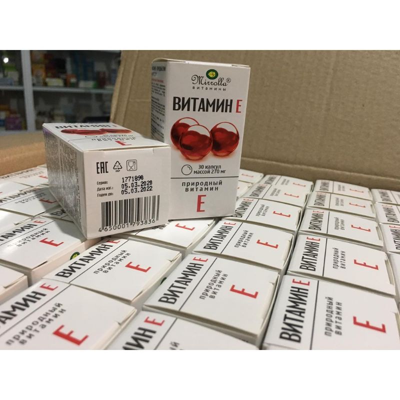 Vitamin E đỏ nga MIRROLLA 270mg 😍 𝙁𝙍𝙀𝙀𝙎𝙃𝙄𝙋 😍 chống lão hóa, khỏe tóc, bổ sung vitamin E, làm mịn