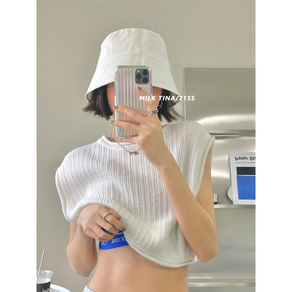 Cocory vn  Áo Croptop Dệt Kim Không Tay Dáng Rộng Thời Trang Mùa Hè Cho Nữ