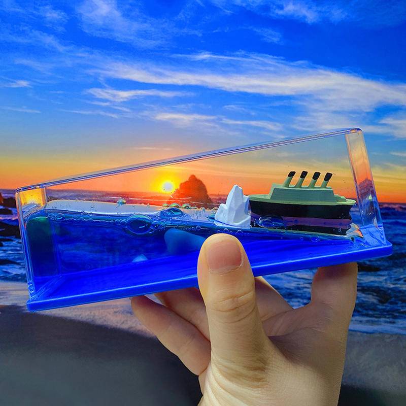 Đồng Hồ Cát Dạng Lỏng Trang Trí Nội Thất Hình Tàu Thủy