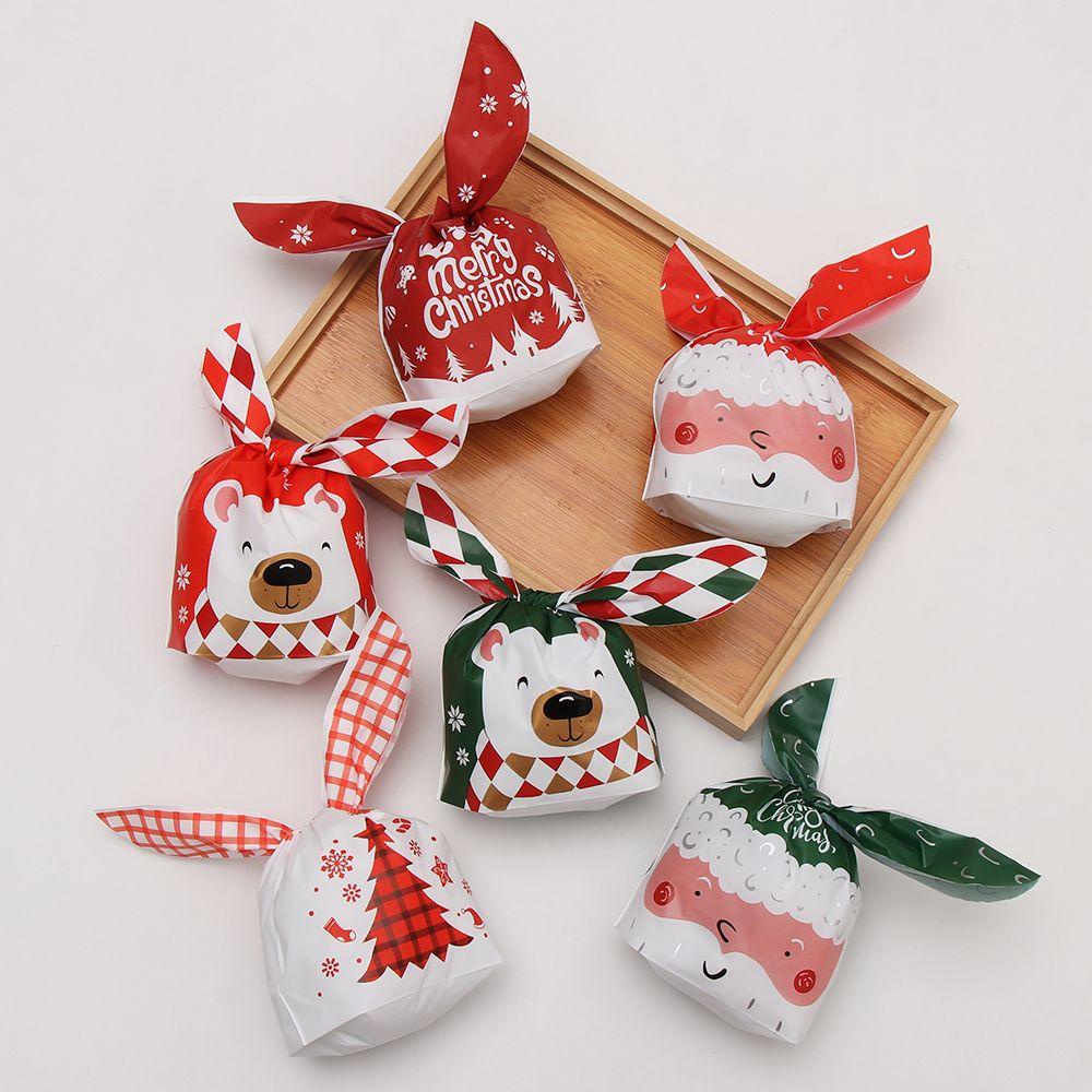 CHOOKEY 10 Túi Nhựa Đựng Kẹo Giáng Sinh Tai Thỏ Ông Già Noel