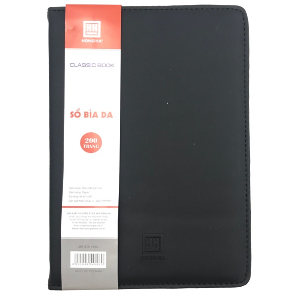 Sổ Bìa Da B5 Kẻ Ngang 200 Trang 70gsm Classic Book - Hồng Hà 4596 - Màu Đen