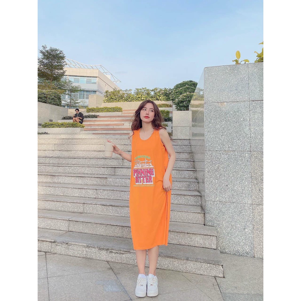 Đầm thun sát nách dáng suông