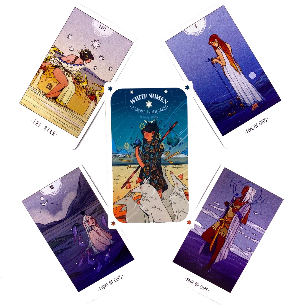 Bộ bài tarot chủ đề động vật viền màu trắng kèm hướng dẫn sử dụng