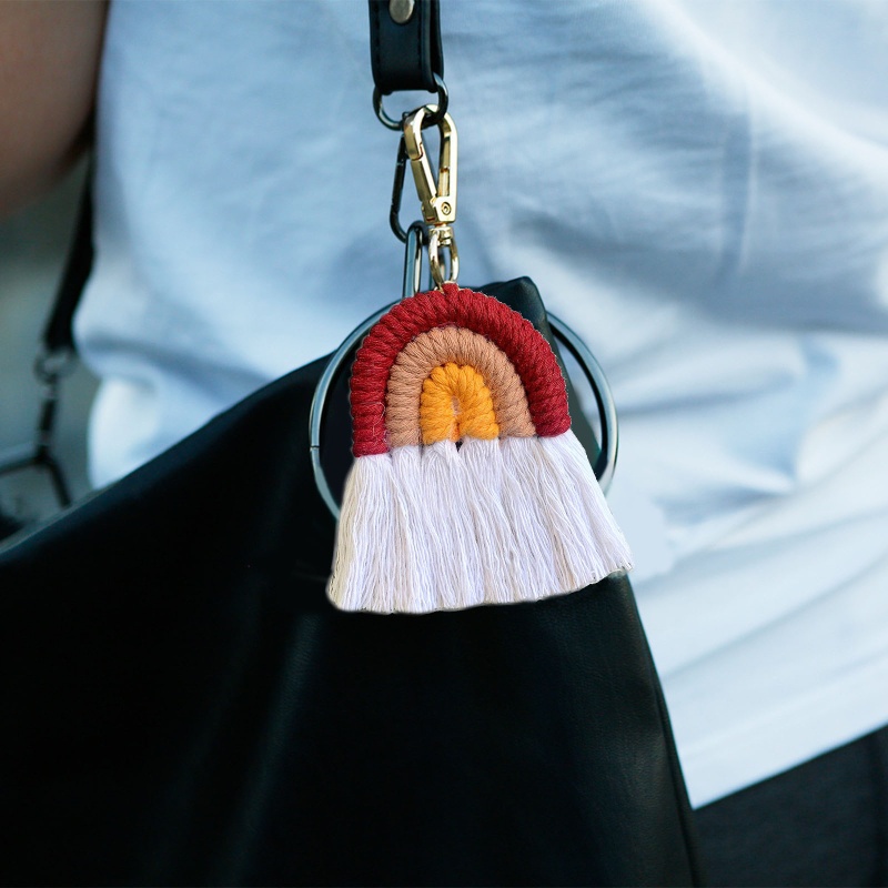 ✿ Móc Khóa Macrame Màu Cầu Vồng Phong Cách Boho Dành Cho Nam Nữ