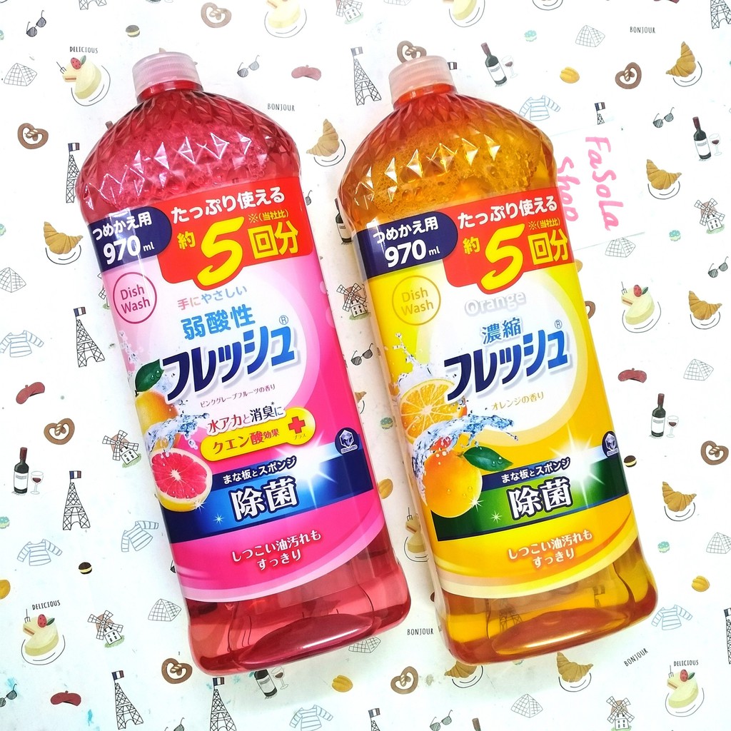 Nước rửa chén bát Nhật Bản DAIICHI SEKKEN đậm đặc 970ml hương cam bưởi hồng thơm dịu khử mùi diệt khuẩn