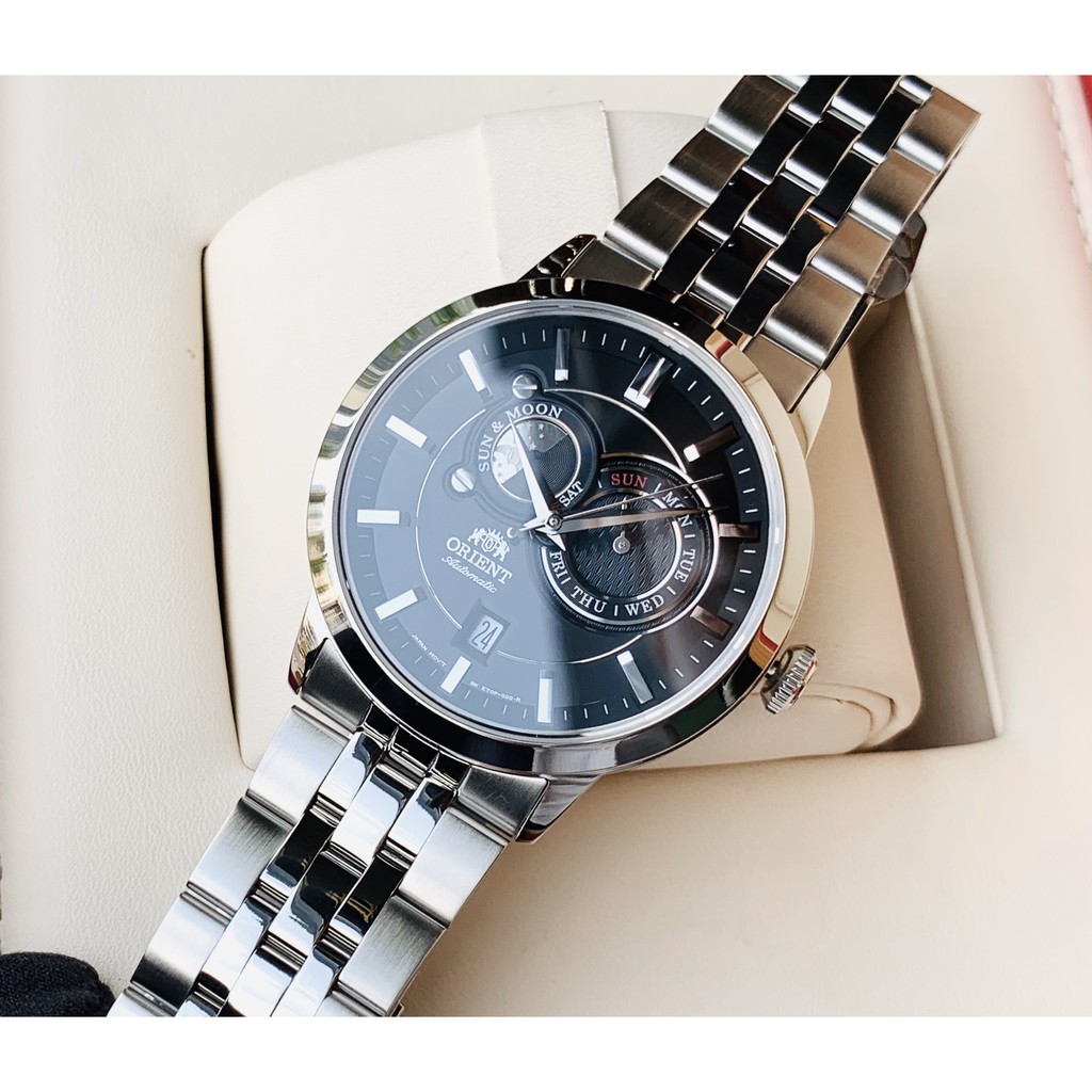 Đồng hồ nam Orient Sun and moon Gen 1 Black FET0P002B0 - Máy Automatic - Kính Sapphire - Dây thép không gỉ 316L