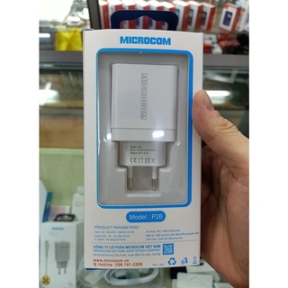 Củ sạc nhanh microcom p26 bảo hành 6 tháng , sạc tất cả các dòng điện thoại đẩy lên 3a