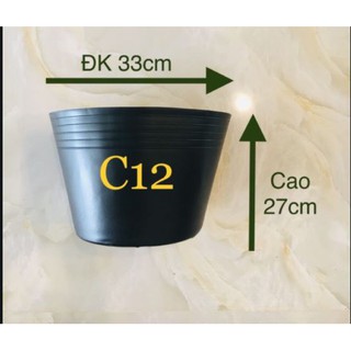 Chậu nhựa C12 đen bít lỗ trồng sen sung loại 1 mềm dẻo dày đẹp