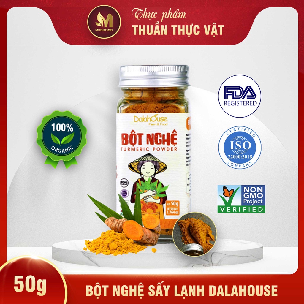 Bột Nghệ Sấy Lạnh Dalahouse 50 Gram, Bột Gia Vị Hữu Cơ Nguyên Chất Công Nghệ Tiêu Chuẩn Châu Âu