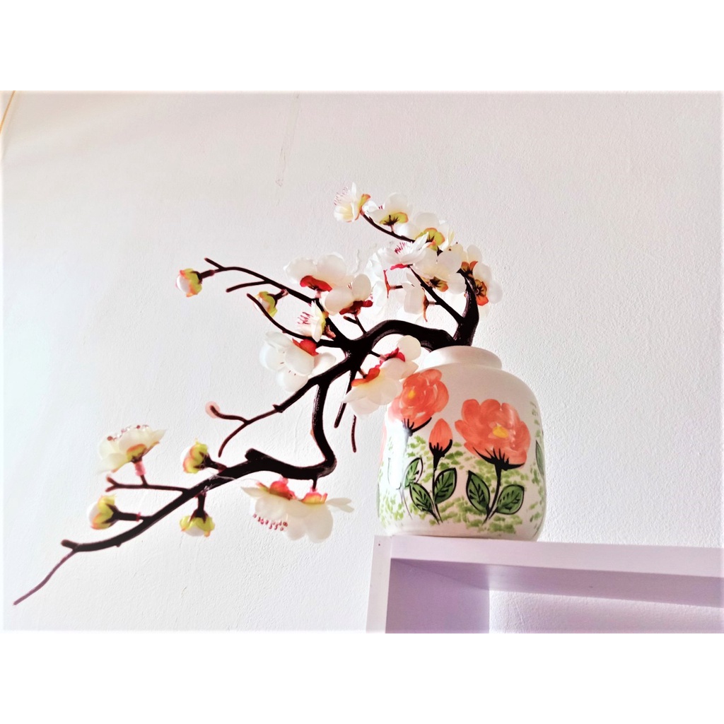 Lọ hoa decor, Bình hoa đào khoe săc,gốm sứ bát tràng cao cấp, trang trí nhà cửa, bàn làm việc,quà tặng nhân dịp