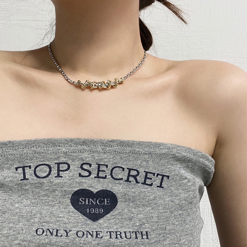 Dây Chuyền Kim Loại Dạng Xoắn Màu Sắc Tương Phản Phong Cách Hàn Quốc 19A1426